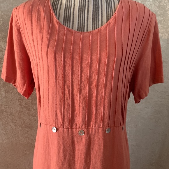 Vintage Betsey Lauren Peachy Linen Blend Midi Slit Hem Dress size 18W - Picture 4 of 8